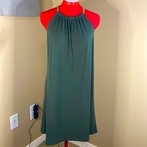 Michael Kors olive green dress with Gold link straps